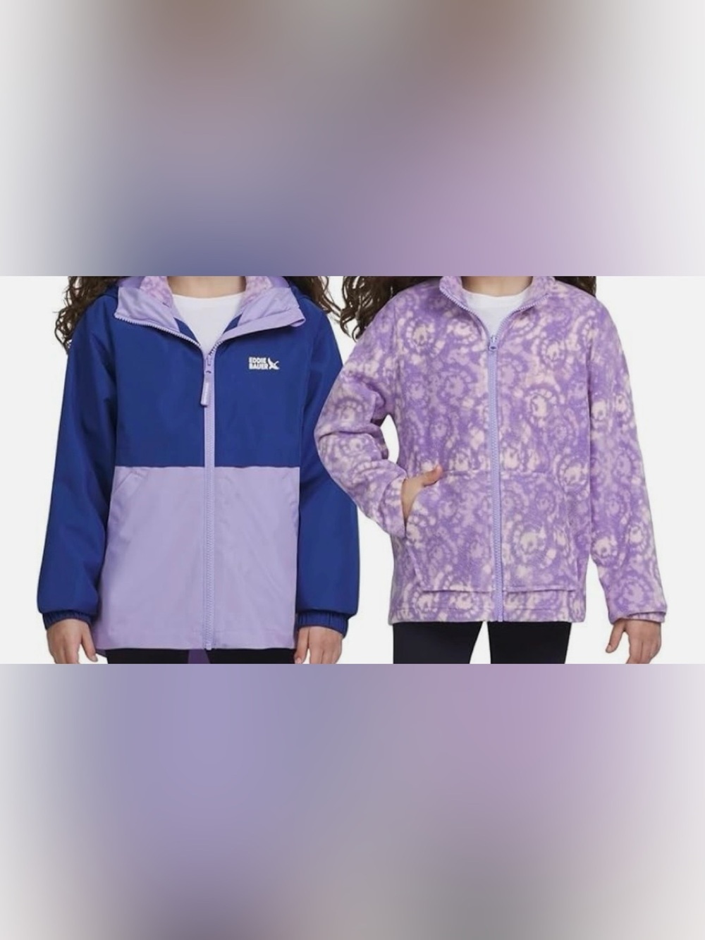 Eddie Bauer Girls Lone Peak 3-in-1 Jacket Pastel Navy Blue & Purple Size M 10/12